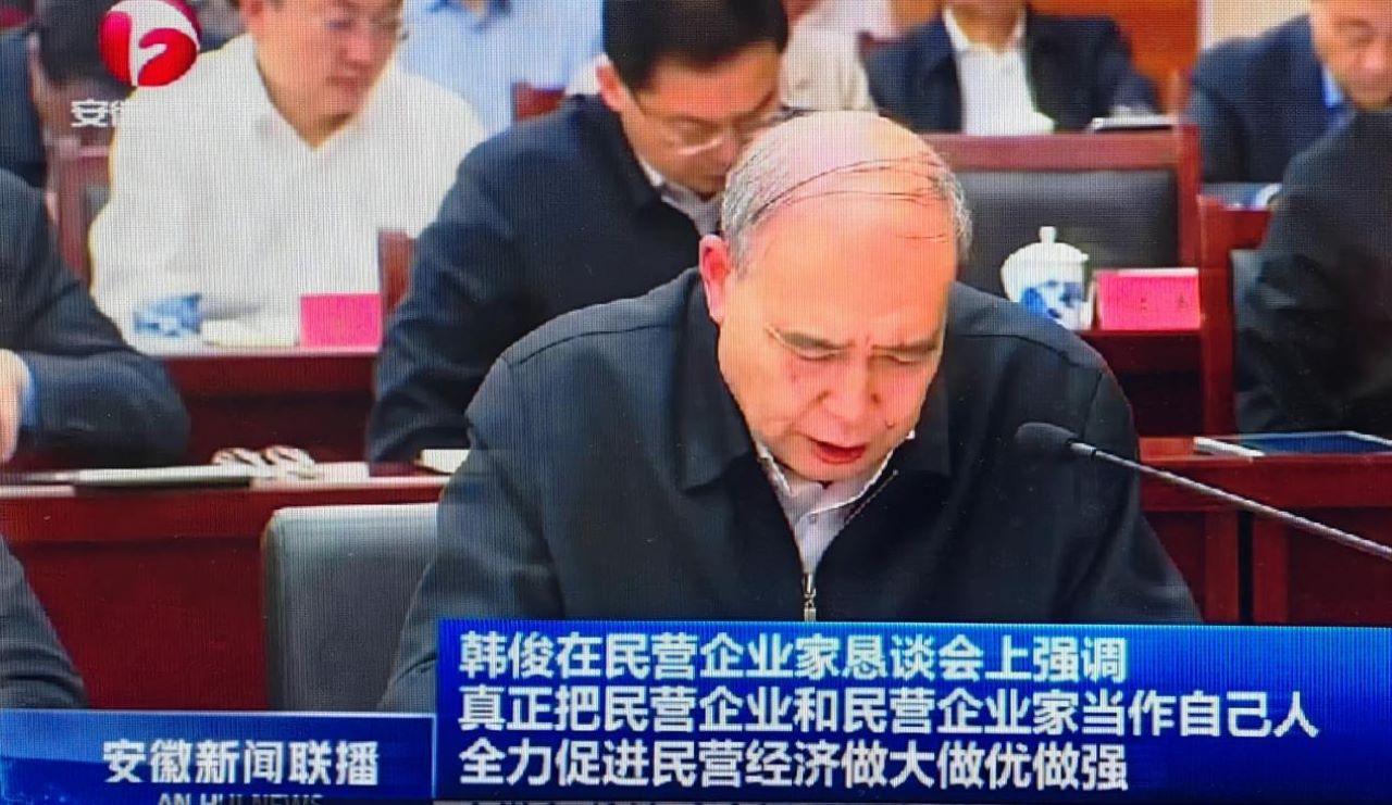 01-图为皖南电机党委书记、副董事长管兵在作重点发言。（视频截图）